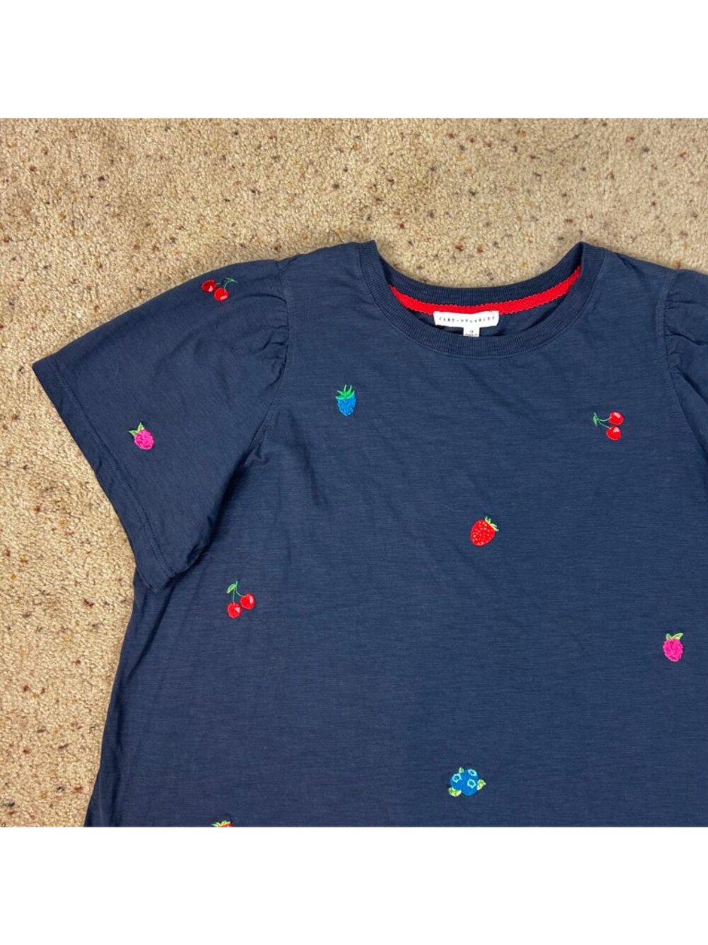 Jane + Delancey Embroidered‎ T-Shirt Fruit Preppy Casual Size 1X Women's